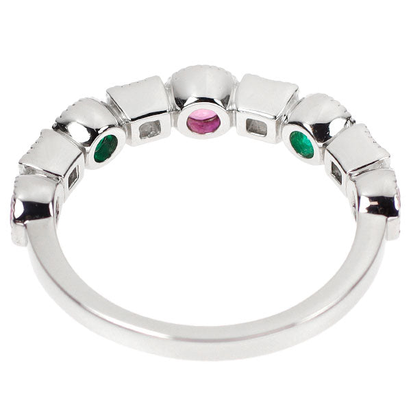 Pt950 Ruby/Emerald Diamond Ring 0.92ct D0.26ct 