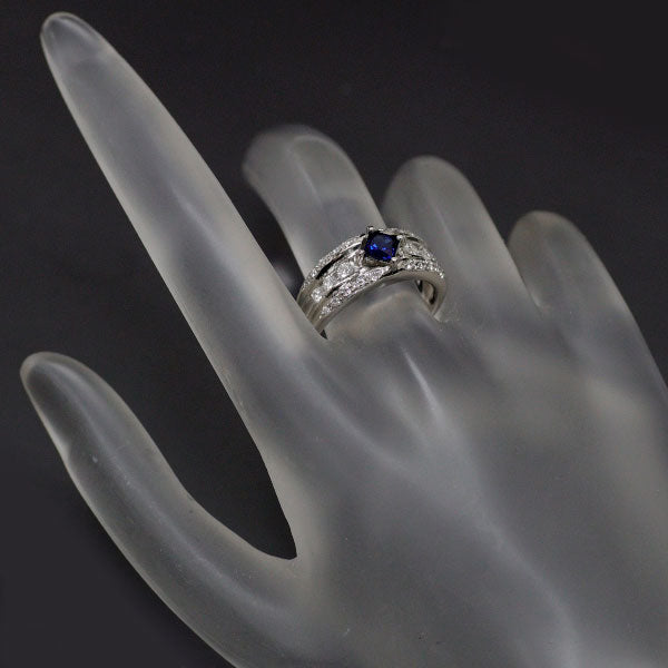 Pt900 Sapphire Diamond Ring 0.50ct D0.35ct 