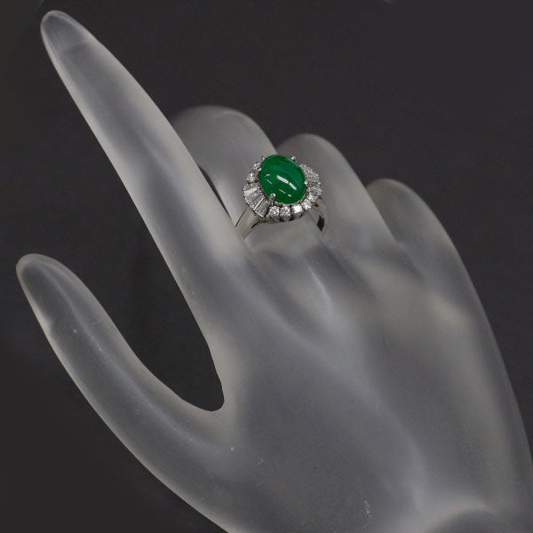 Pt800 Jade Diamond Ring D0.70ct