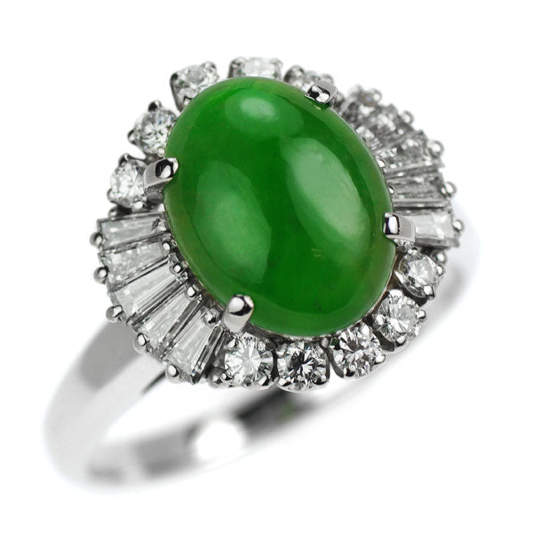 Pt800 Jade Diamond Ring D0.70ct