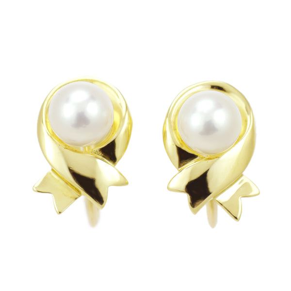 Mikimoto K18YG Akoya pearl earrings, diameter approx. 5.7mm 