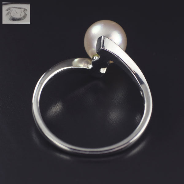 Mikimoto K14WG Akoya pearl ring, diameter approx. 7.0mm, vintage product 