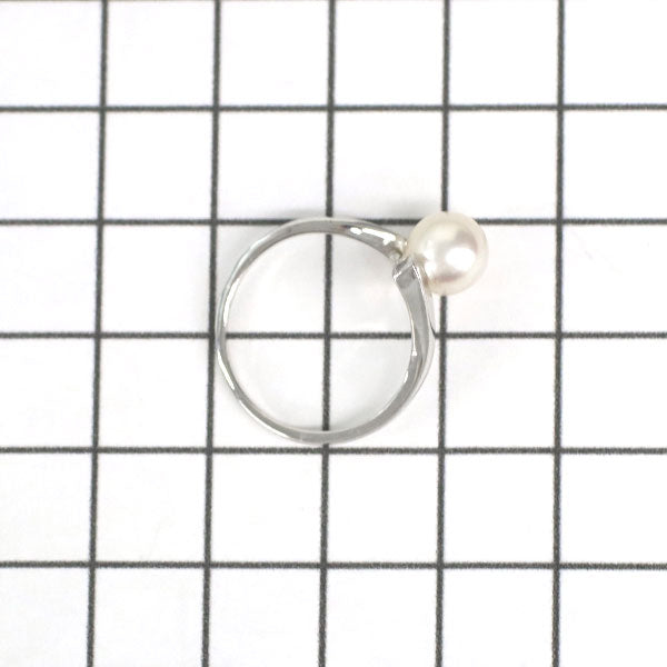 Mikimoto K14WG Akoya pearl ring, diameter approx. 7.0mm, vintage product 