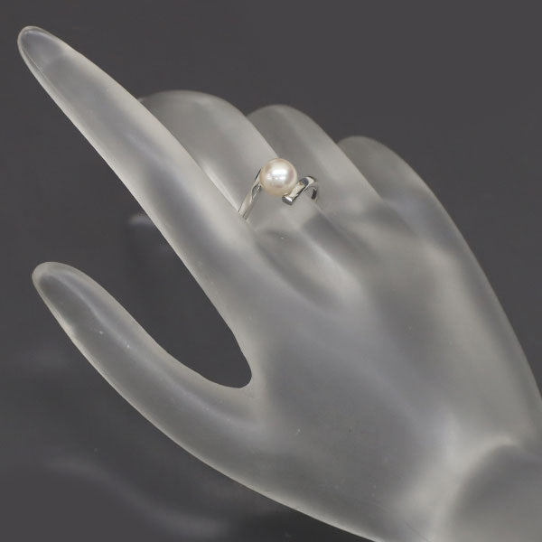 Mikimoto K14WG Akoya pearl ring, diameter approx. 7.0mm, vintage product 