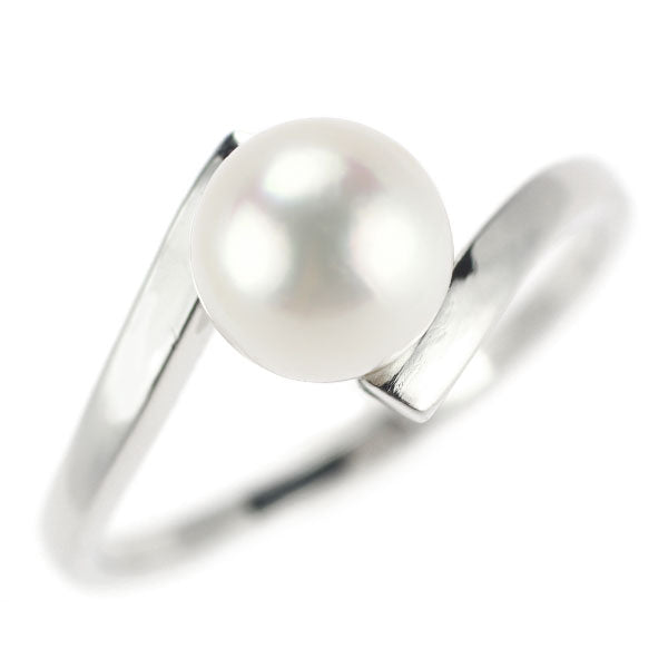 Mikimoto K14WG Akoya pearl ring, diameter approx. 7.0mm, vintage product 