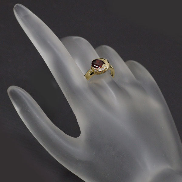 K18YG Garnet Diamond Ring 1.43ct D0.032ct 