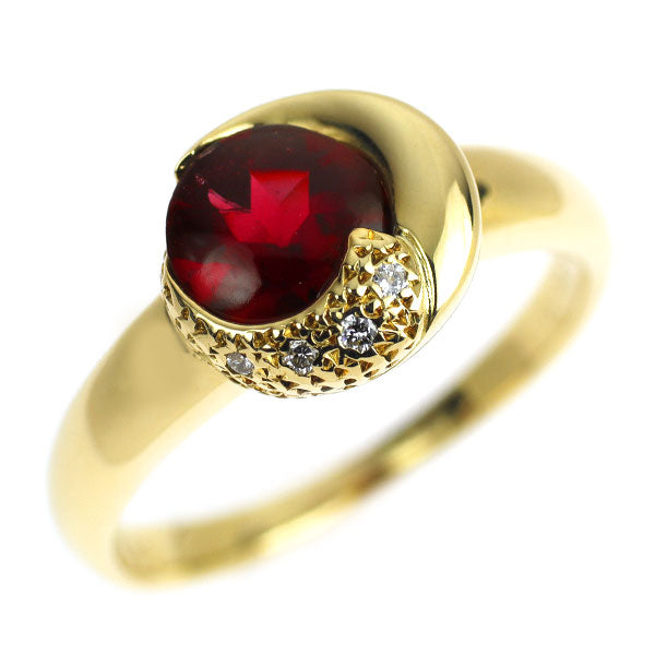 K18YG Garnet Diamond Ring 1.43ct D0.032ct 