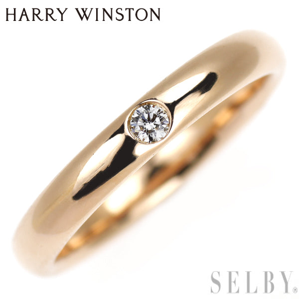 Harry Winston K18PG Diamond Ring Round Band 