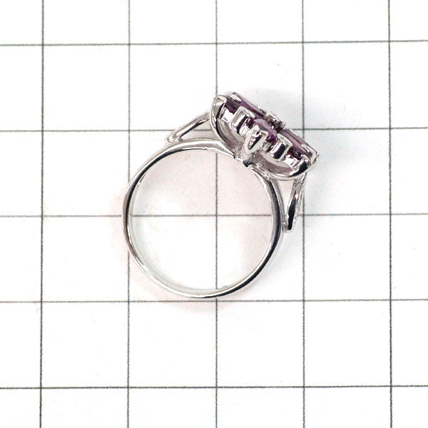 K18WG Marquise Cut Rhodolite Garnet Diamond Ring D0.13ct Flower 