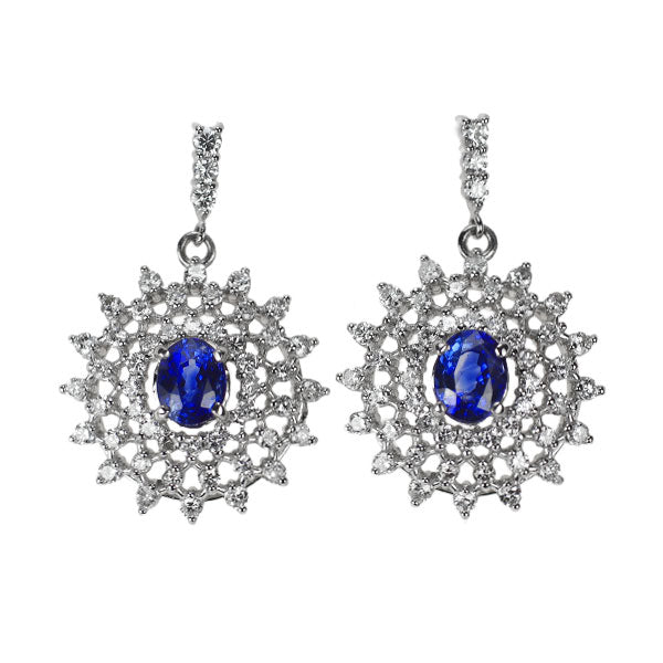 New Pt950/Pt900 Sapphire Diamond Earrings 0.78ct D1.00ct [Escore] 