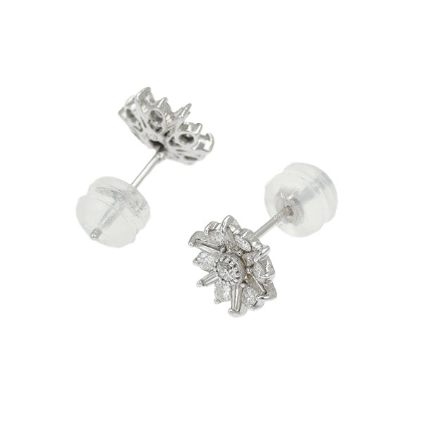 New K18WG Diamond Earrings 0.56ct Flower [Escore] 