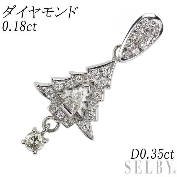 Pt850 Diamond Pendant 0.18ct D0.35ct Christmas Tree 