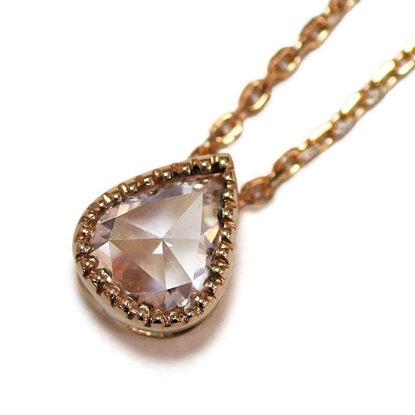 New K18PG Rose Cut Natural Pink Diamond Pendant Necklace 0.383ct LOP SI1 [Escore] 