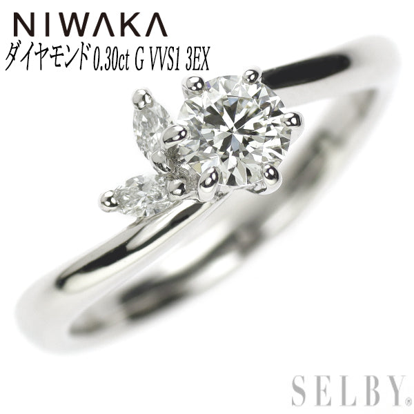 Niwa Pt950 Diamond Ring 0.30ct G VVS1 3EX Tsukisai 