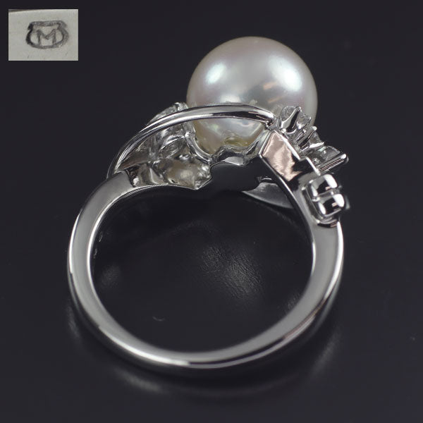 Mikimoto Pt950 Akoya pearl diamond ring diameter approx. 9.3mm 