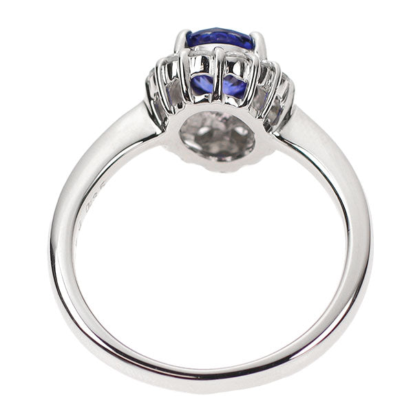 Pt900 Sapphire Diamond Ring 0.90ct D0.35ct 