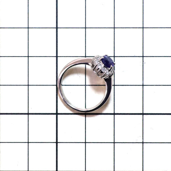 Pt900 Sapphire Diamond Ring 0.90ct D0.35ct 