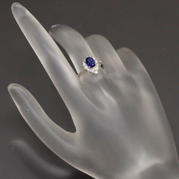 Pt900 Sapphire Diamond Ring 0.90ct D0.35ct 