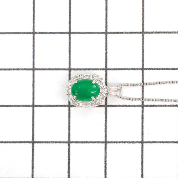 Pt900/ Pt850 翡翠 ダイヤモンド ペンダントネックレス 1.35ct 0.31ct