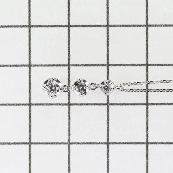 4℃ K18WG Diamond Pendant Necklace 0.383ct Three Stone 