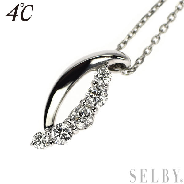 4℃ Pt850 Diamond Pendant Necklace 