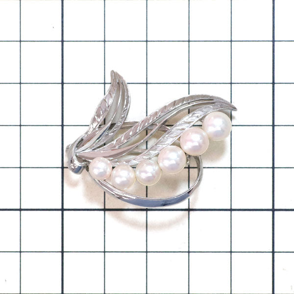 MIKIMOTO K14WG Akoya pearl brooch, diameter approx. 5.2-6.7mm 