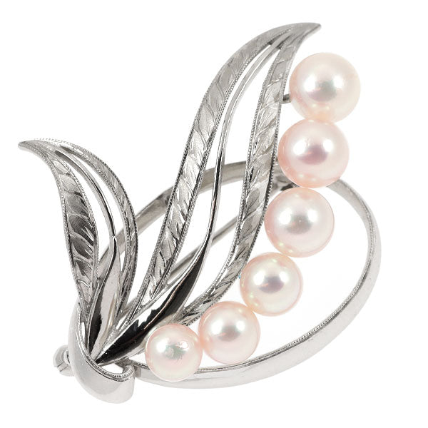 MIKIMOTO K14WG Akoya pearl brooch, diameter approx. 5.2-6.7mm 