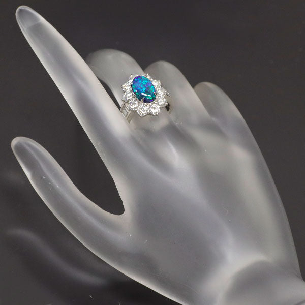 Pt900 ブラック オパール ダイヤモンド リング 1.87ct D2.58ct
