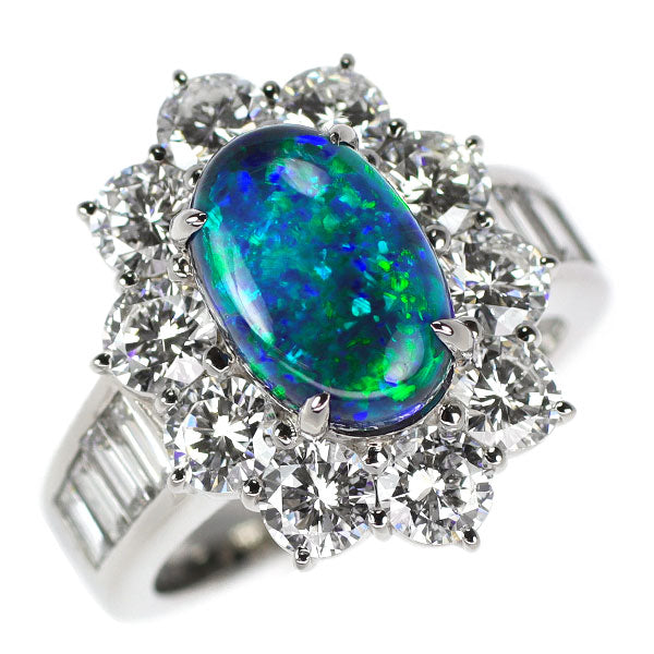 Pt900 ブラック オパール ダイヤモンド リング 1.87ct D2.58ct
