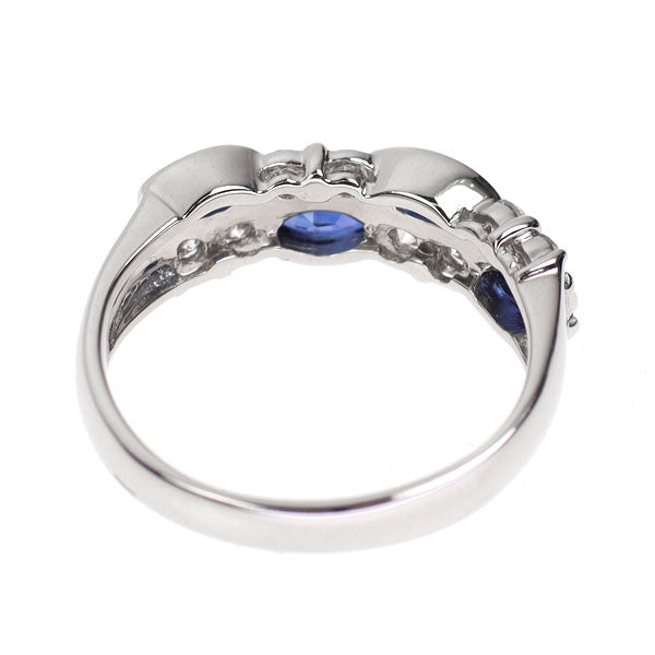 Pt900 Marquise Sapphire Diamond Ring 0.83ct D0.36ct 