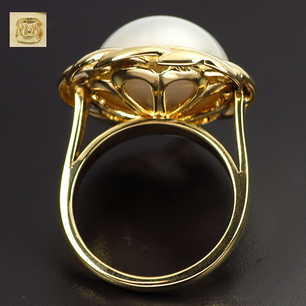 MIKIMOTO K18YG Mabe Pearl Ring, diameter approx. 14.4mm 