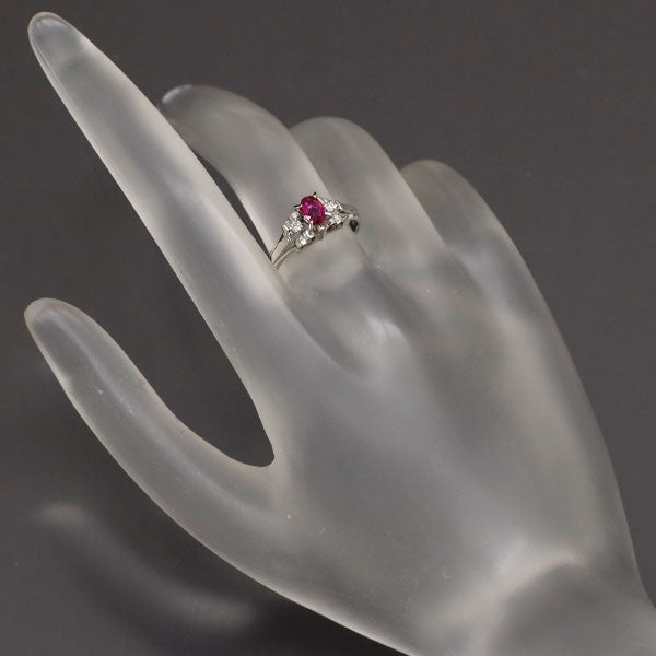 Pt900 Ruby Diamond Ring 0.48ct 