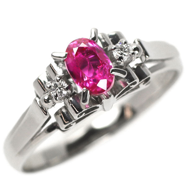 Pt900 Ruby Diamond Ring 0.48ct 