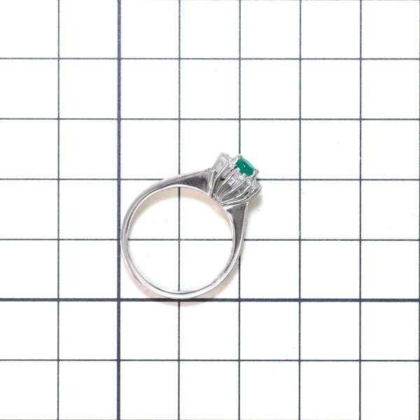 Pt900 エメラルド ダイヤモンド リング 0.41ct D0.27ct フラワー