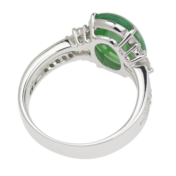 Pt900 Jade Diamond Ring 4.68ct D0.43ct 