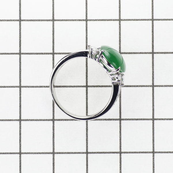 Pt900 Jade Diamond Ring 4.68ct D0.43ct 