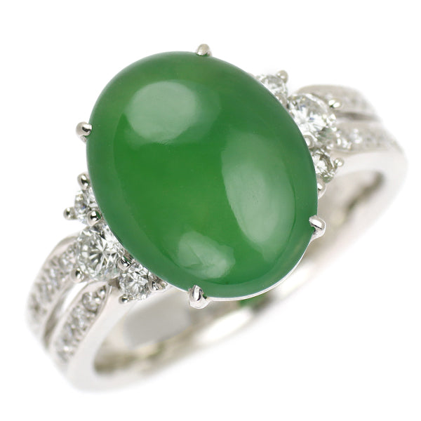 Pt900 Jade Diamond Ring 4.68ct D0.43ct 