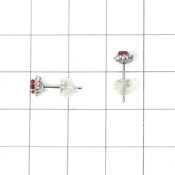 Pt900 レッドベリル ダイヤモンド ピアス 0.25ct D0.10ct