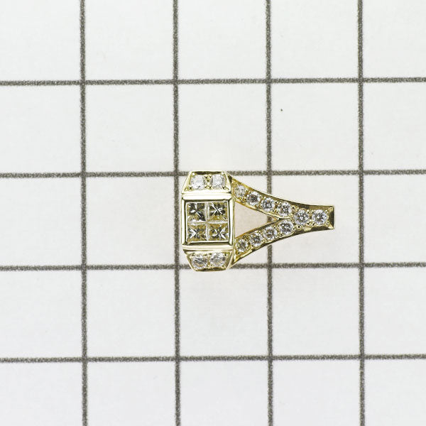 平和堂貿易 K18YG プリンセスカット ダイヤモンド ペンダントトップ 0.30ct D0.22ct