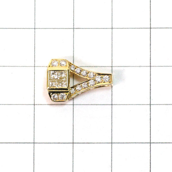 平和堂貿易 K18YG プリンセスカット ダイヤモンド ペンダントトップ 0.30ct D0.22ct