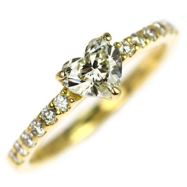 K18YG Heart Shape Diamond Ring 0.582ct D0.18ct 