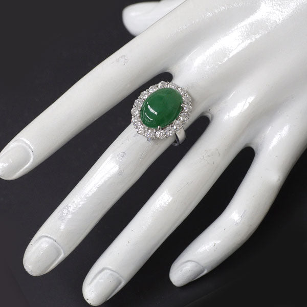 Pt900 翡翠 ダイヤモンド リング 8.21ct D2.00ct