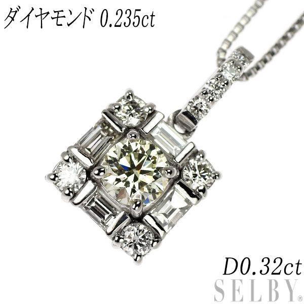 Pt900/ Pt850 ダイヤモンド  ペンダントネックレス 0.235ct D0.32ct