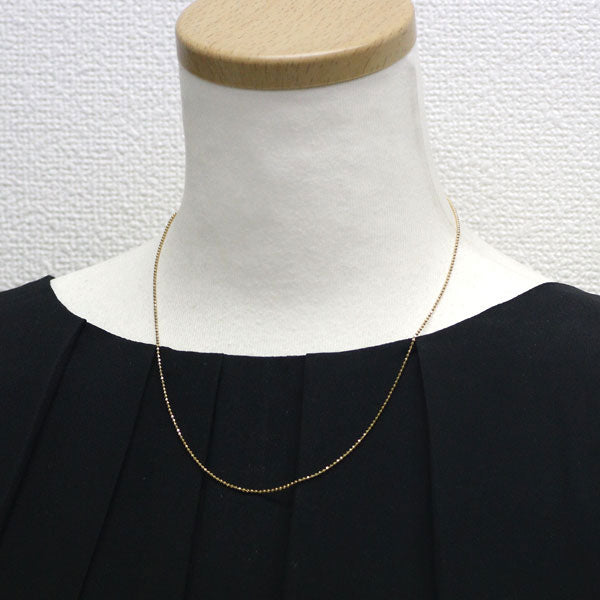 New K18YG Chain Necklace ~45cm Cut Ball 1.1mm 