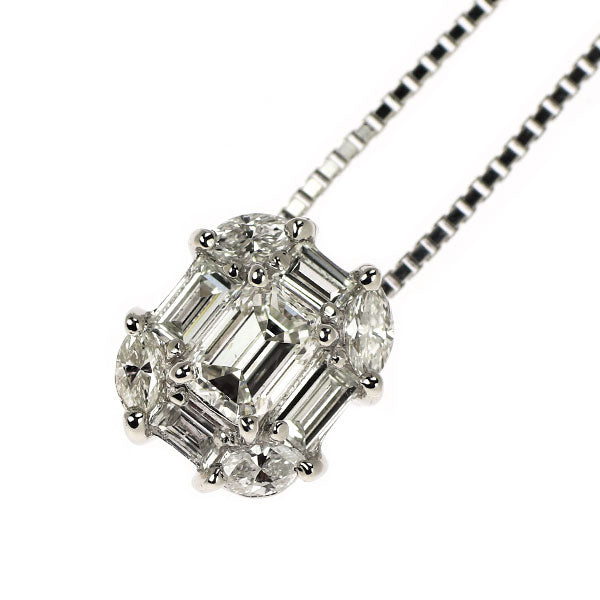 Pt エメラルドカット ダイヤモンド ペンダントネックレス 0.30ct D0.30ct