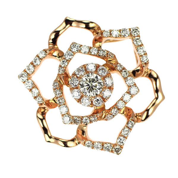 K18PG Diamond Pendant Top 0.58ct Flower 