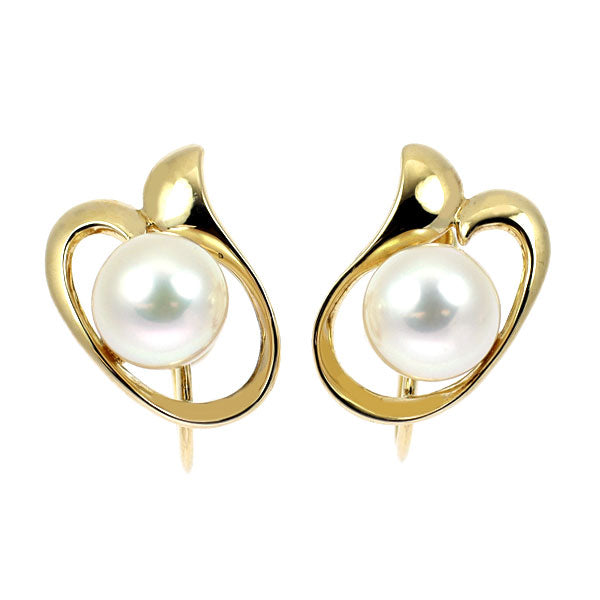 Mikimoto K14YG Akoya pearl earrings, diameter approx. 6.5mm, vintage product 