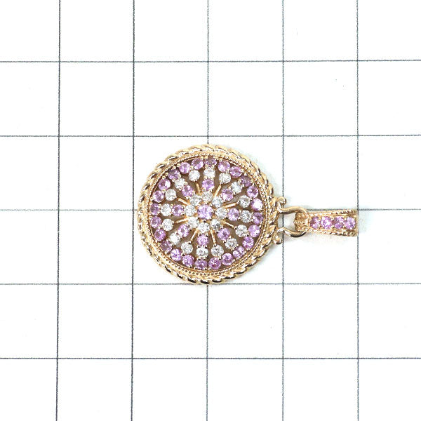 K18PG Pink Sapphire Diamond Pendant Top 0.76ct D0.38ct 