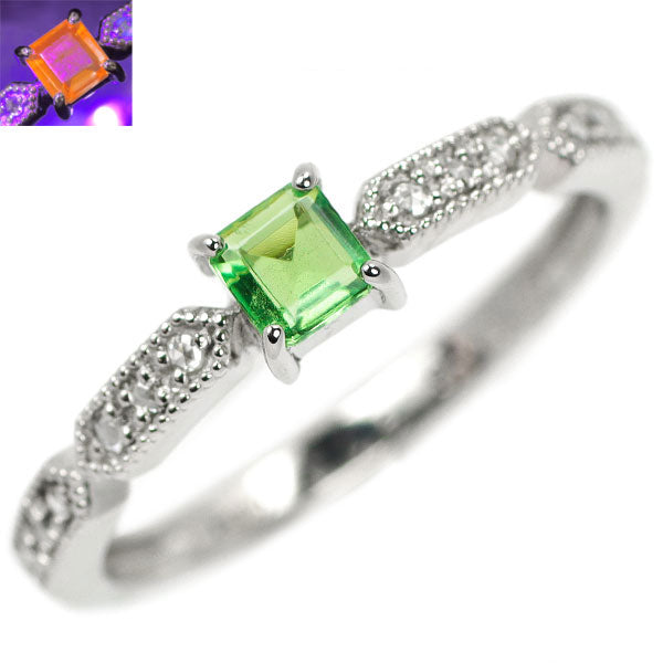 New Pt950 Green Apatite Rose Cut Diamond Ring 0.157ct D0.05ct [Escore] 