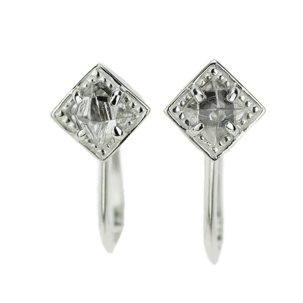 K18WG Rough Cut Diamond Earrings 0.20ct 